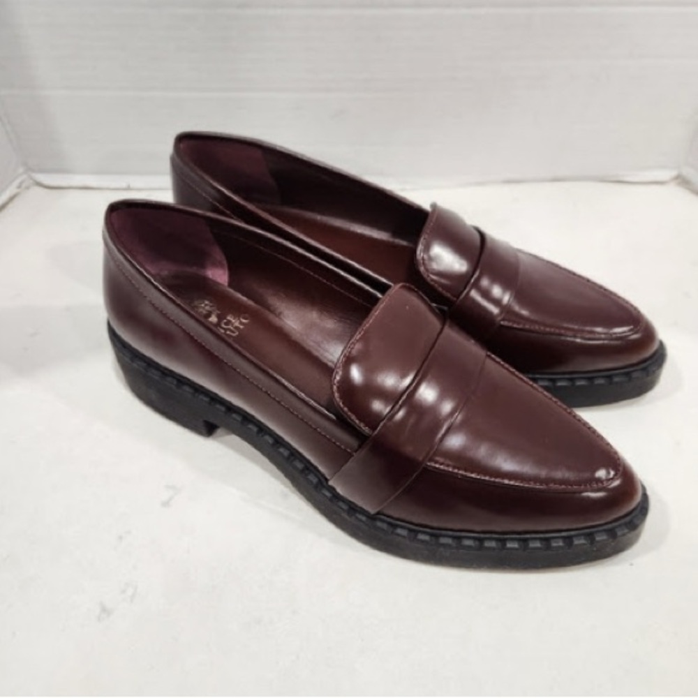 New* Vince Camuto Echika Loafer Womens 9.5 Burgundy Leather Heels Platform